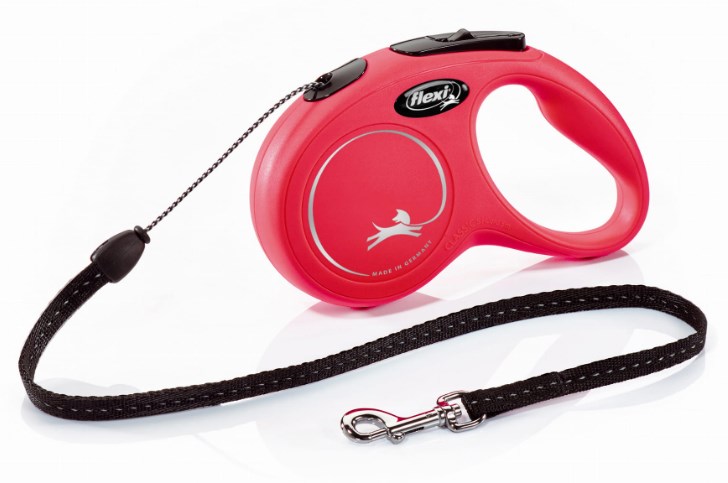 FLEXI Smycz automatyczna NEW CLASSIC M 5 m – linka czerwona dla psów do 12 kg
